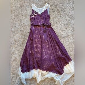LC Lauren Conrad maroon/Purple Lace Formal Dress with jewelry